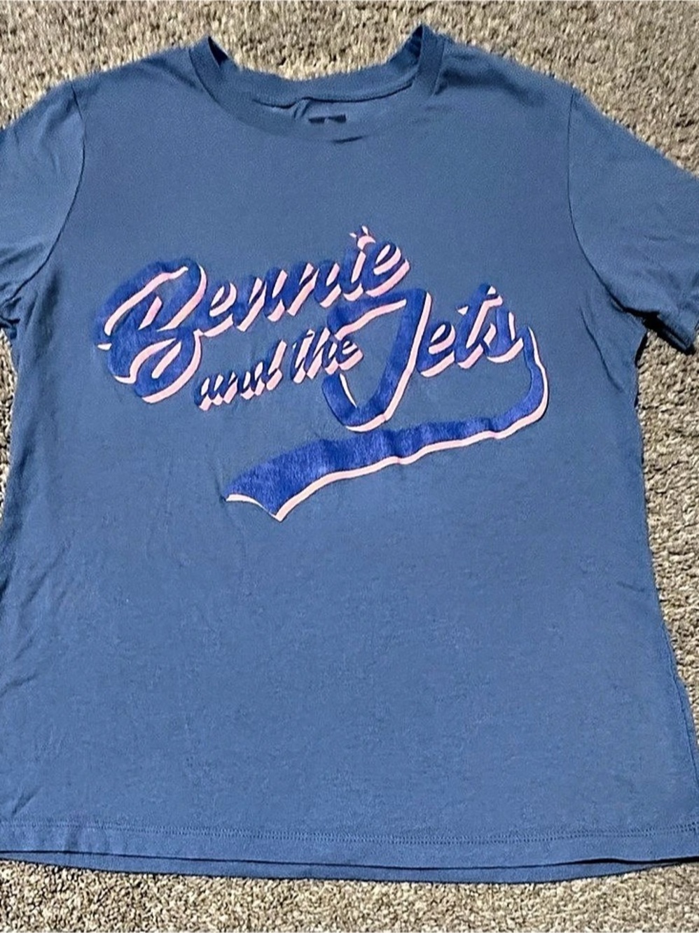 Elton John Bennie and the Jets T-Shirt Graphic Tee Blue & Orange